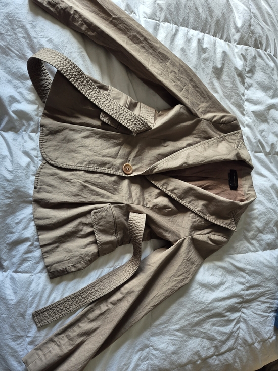 BCBGMaxAzria Jackets & Blazers - BCBG Women’s Tan Cotton Single-Button Belted Blazer Jacket